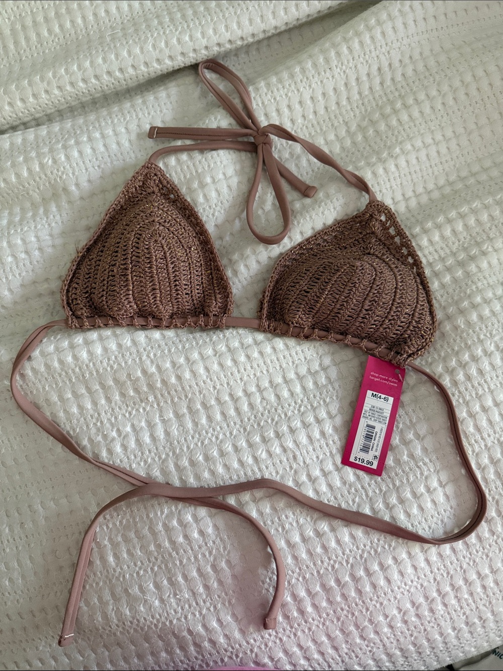 Xhilaration Brown Crochet Triangle Bikini Top